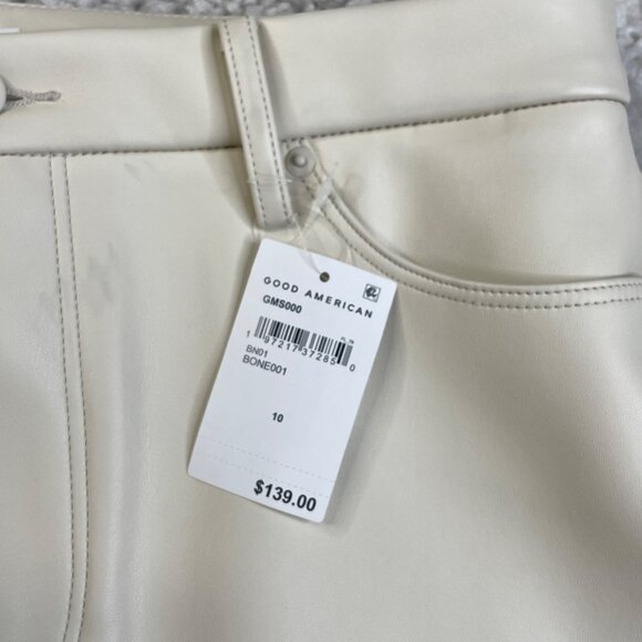 Good American Faux Leather Mini Skirt Bone Ivory Womens 10/30 NEW DEFECT - Picture 6 of 8